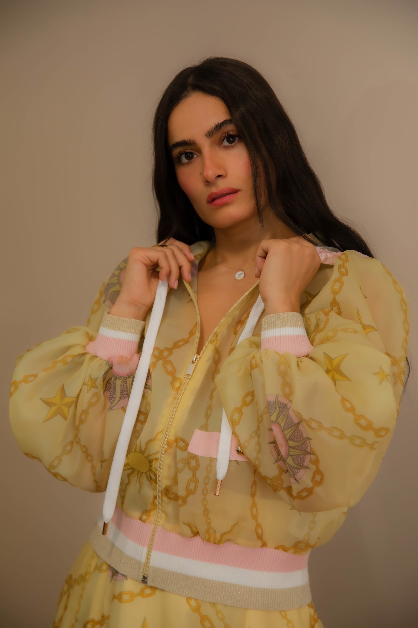 Organza jacket with hood