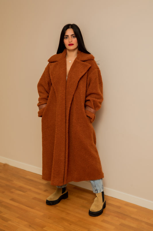 Long faux fur coat