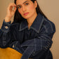Denim jacket with embroidered sleeve trim details