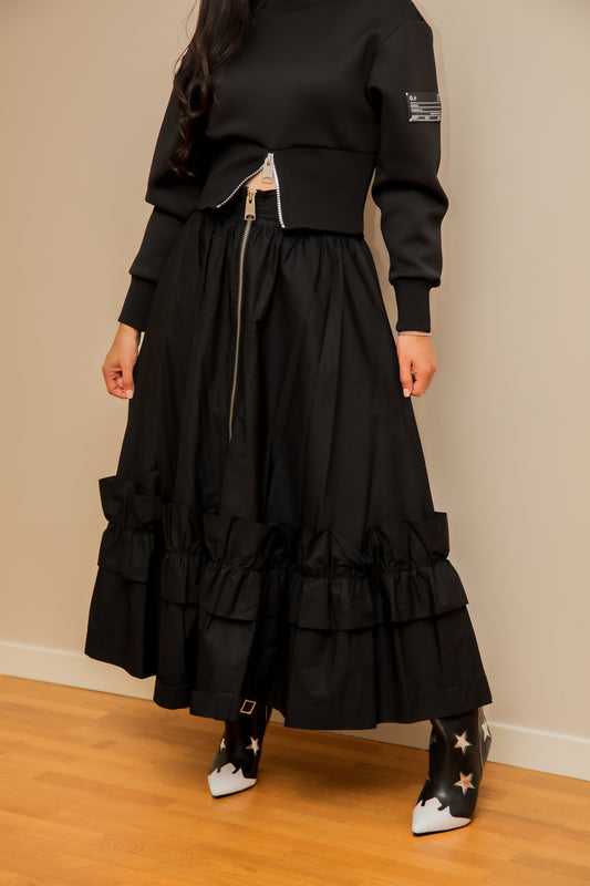 Black flared skirt